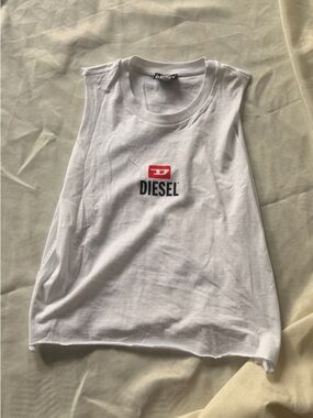 Diesel White T‑Shirt with Black Logo Tag